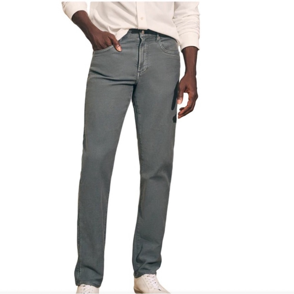 Faherty 34 Mens Stretch Terry 5 Pocket Pant Slate Gray Straight Leg